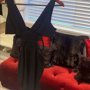 Black ribbed a cage dress